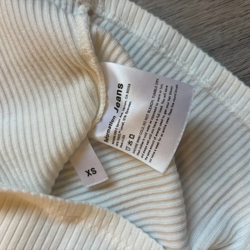 NWOT Reformation Jeans Ribbed Vita Top in White XS - Picture 6 of 9